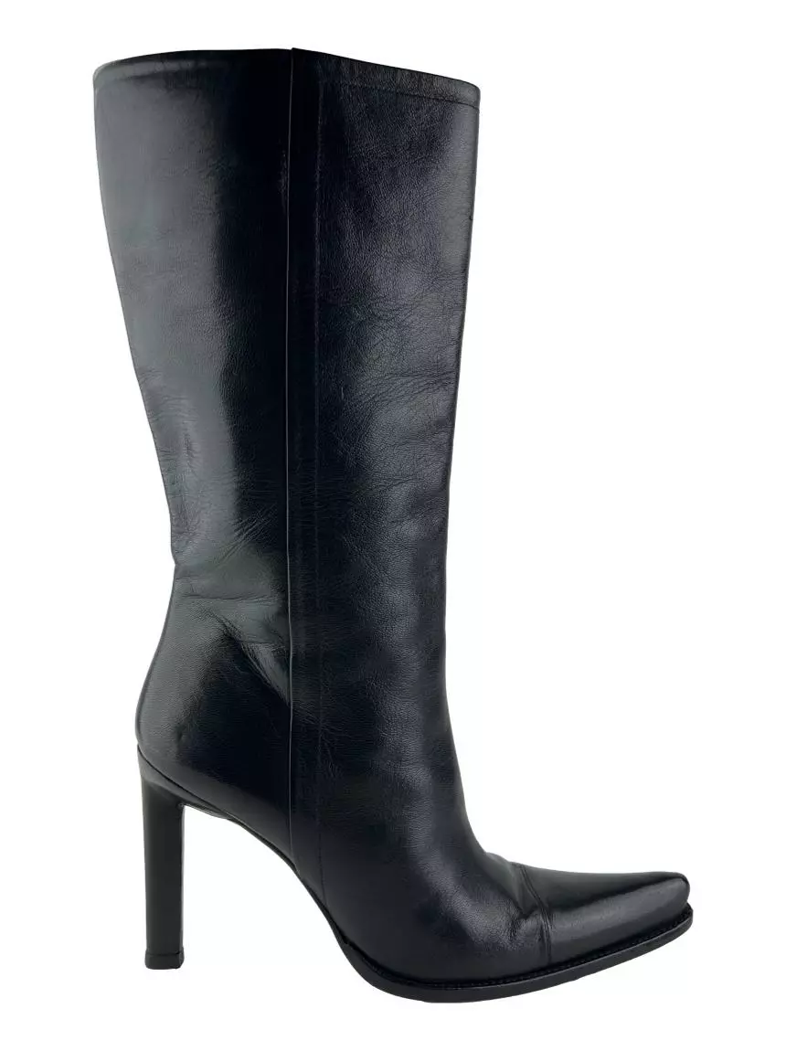 Bota Prada Couro Preto CASM4 Original Etiqueta Única