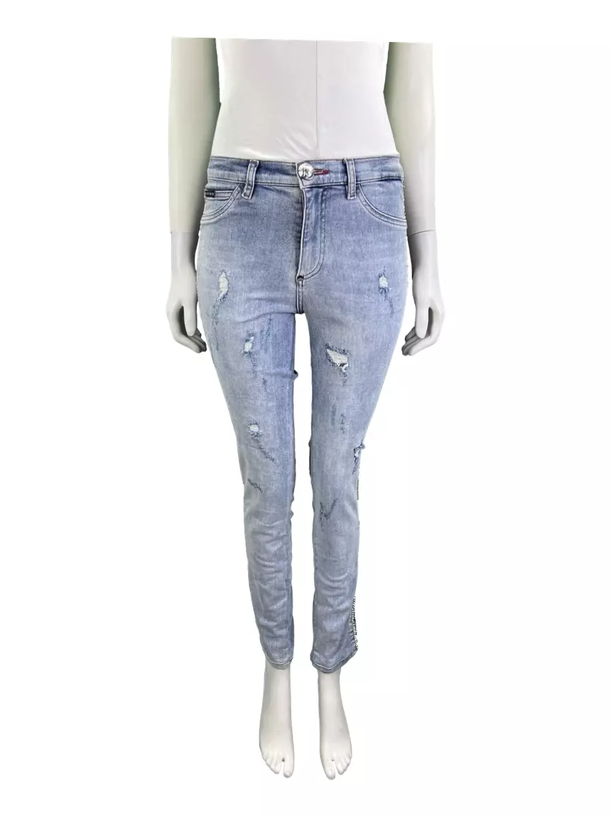 Calça Philipp Plein Jeans Azul GWF478 Original Etiqueta Única