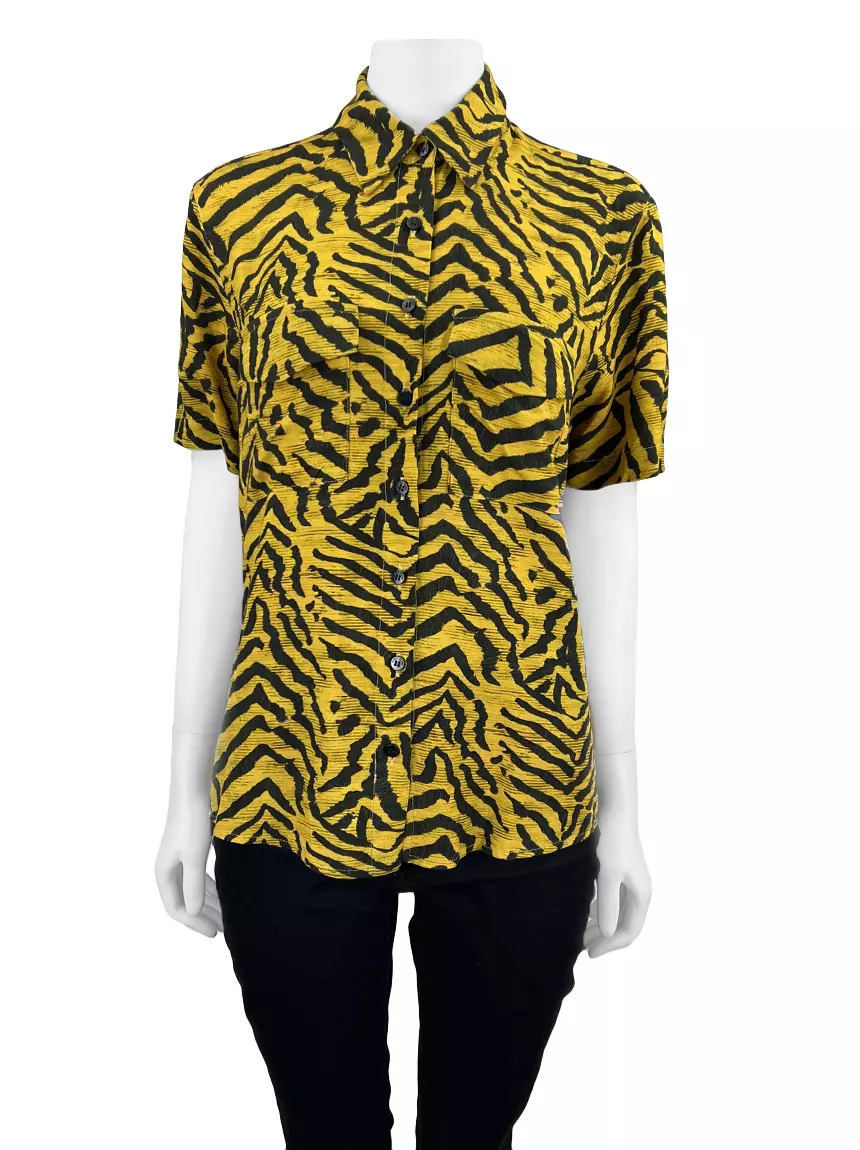 Camisa Animale Animal Print Bicolor CQO172 Original Etiqueta Única