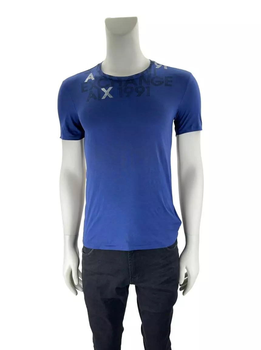 Camisa Armani Exchange Estampado Azul Original QLT38 Etiqueta