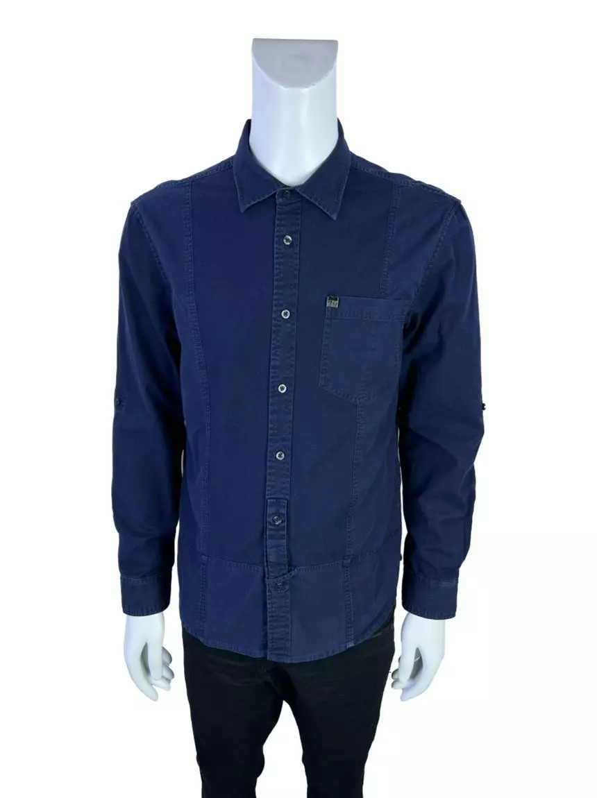 Camisa Armani Exchange Texturizada Azul Marinho Masculina Original