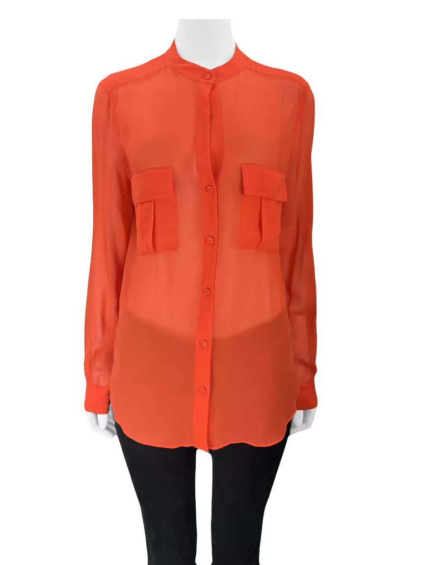 Camisa BCBG Max Azria Anderson Seda Laranja Original ABJ109