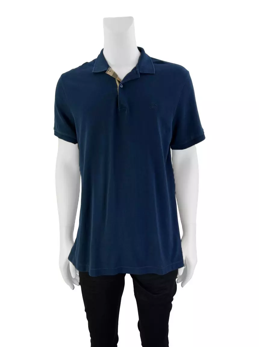 Camisa Burberry Polo Azul Marinho Original MNJ17 Etiqueta nica