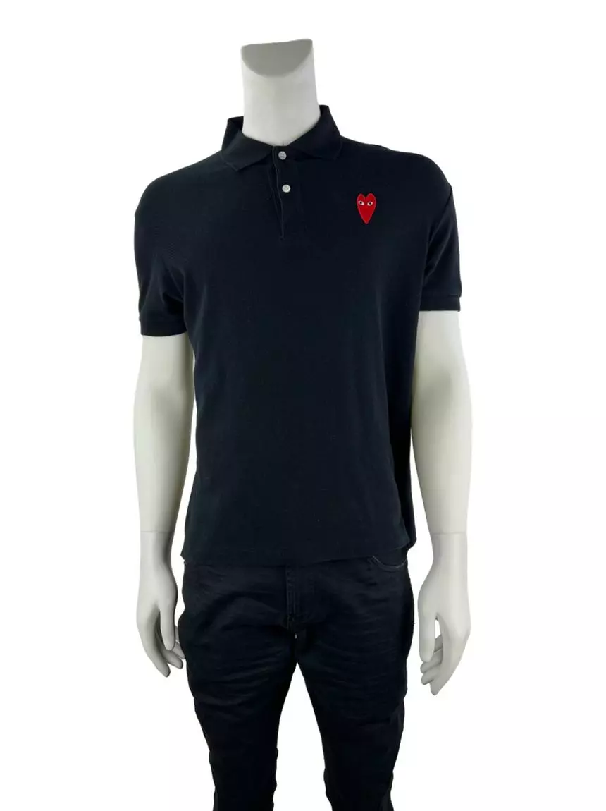 Camisa Comme des Garcons Polo Preta Original Etiqueta Unica