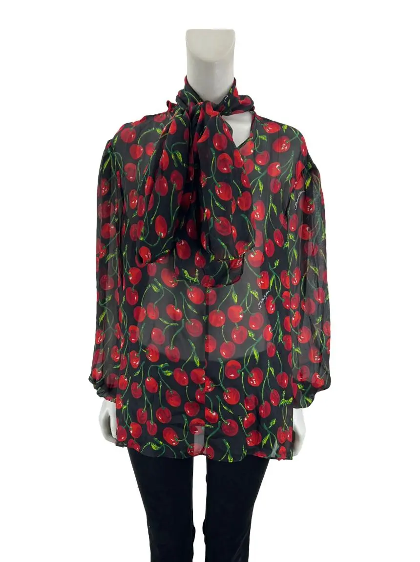 DOLCE&GABBANA D&G キャミソール shury Camisa Dolce & Gabbana Seda Estampa Cereja - JZF325 Original