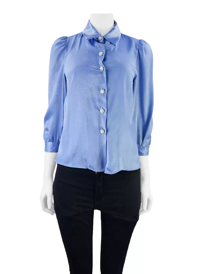 Blusa ZARA cetim azul royal tamanho M NOVA