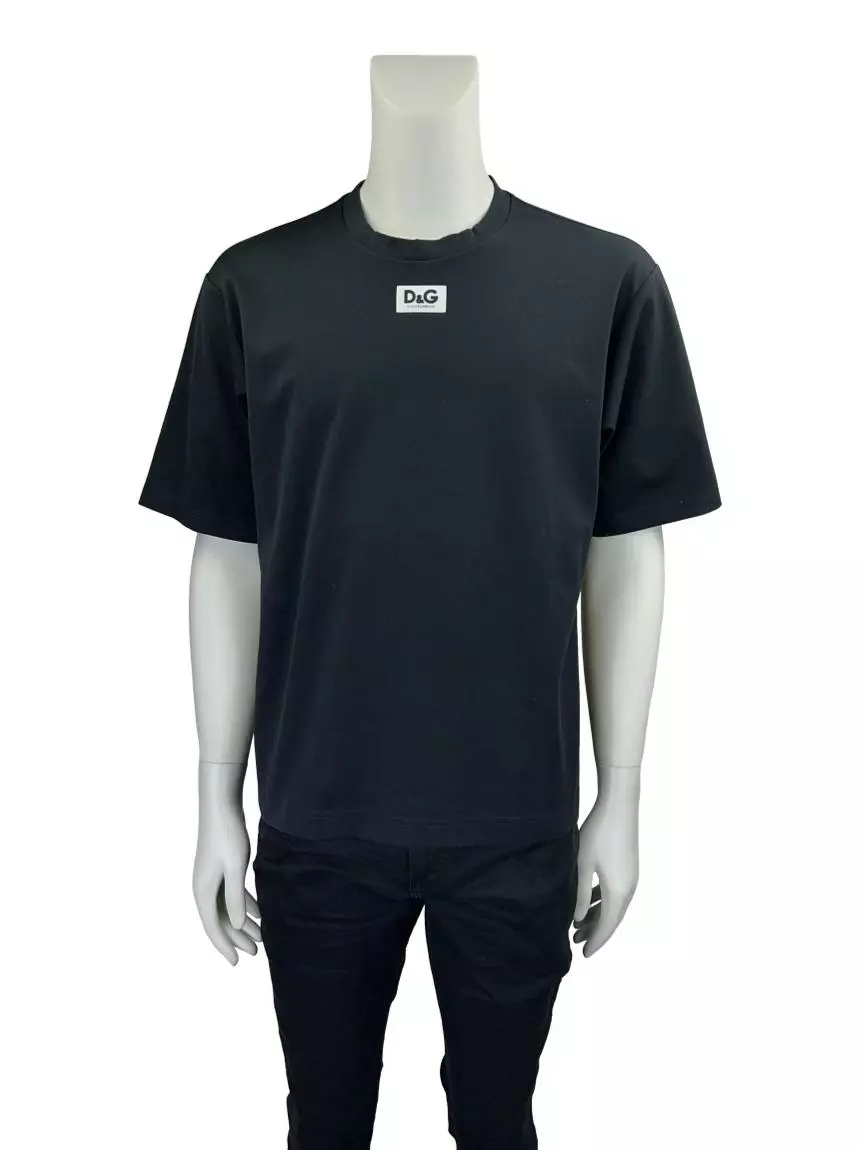 Camiseta Dolce Gabbana Logo Preta OPJ6 Original Etiqueta Única