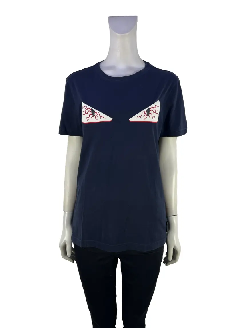 Camiseta Fendi Monster Eye Azul - LTA384 Original | Etiqueta Única