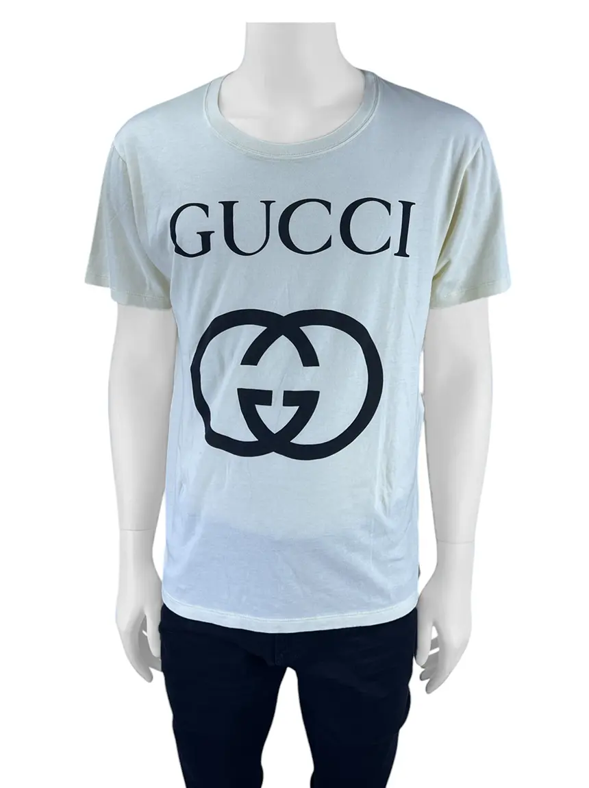 トップス GUCCI  Camiseta Gucci Interlocking G Off White - CMSW457 Original