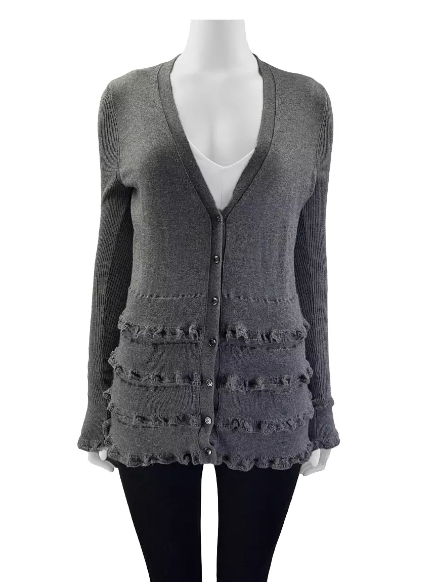 Cardigan Burberry Babados Cinza - ADV232 Original | Etiqueta Única