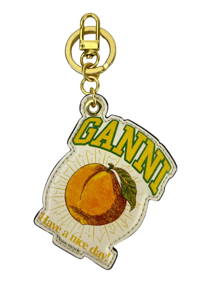 Chaveiro Ganni Peach Keychain Couro Off-White - JRG36