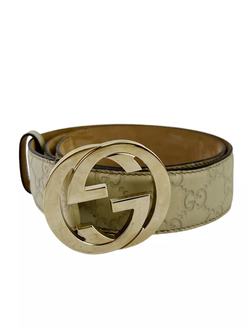 Cinto Gucci Interlocking G Off White - SZ5700 Original | Etiqueta