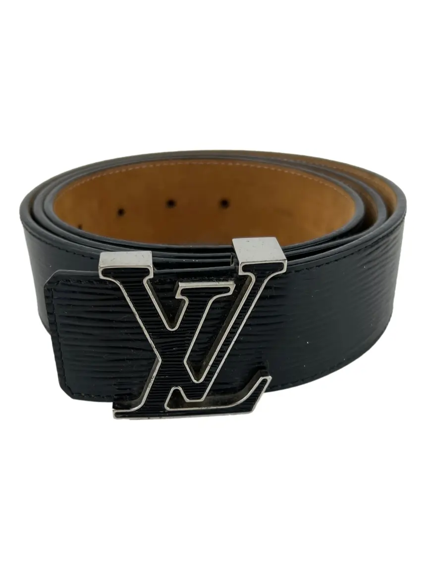 Cinto Louis Vuitton Initials Epi Preto CLAL4 Original Etiqueta