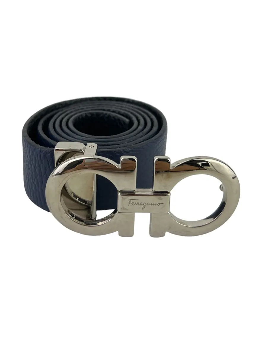 Cinto Salvatore Ferragamo Reversivel Gancini Azul - BPK211