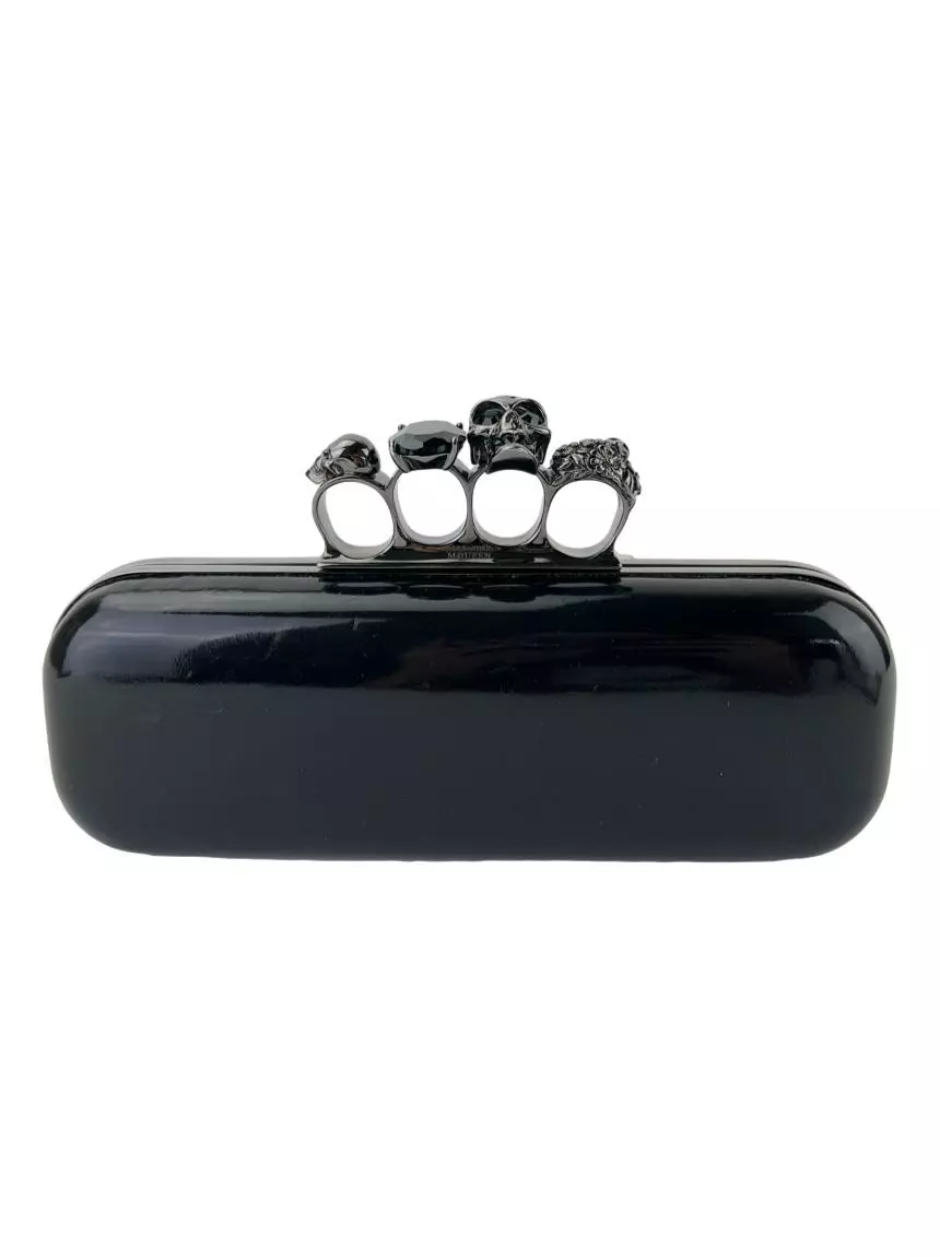 Clutch Alexander McQueen Preto Knuckle Duster RPX731 Original