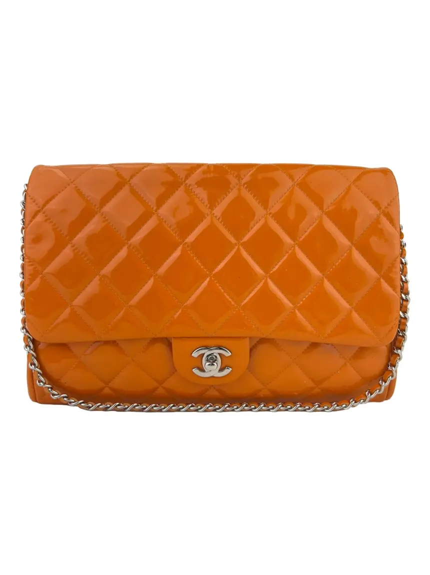 Bolsa Tiracolo Chanel Quilted With Chain Laranja - AHAX16 Original