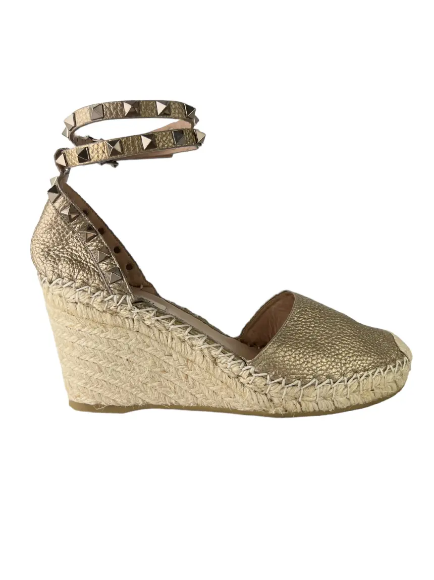 VALENTINO エスパドリーユ　37サイズ Espadrille Valentino Rockstud Ankle Wrap Dourada - CJVS41 Original