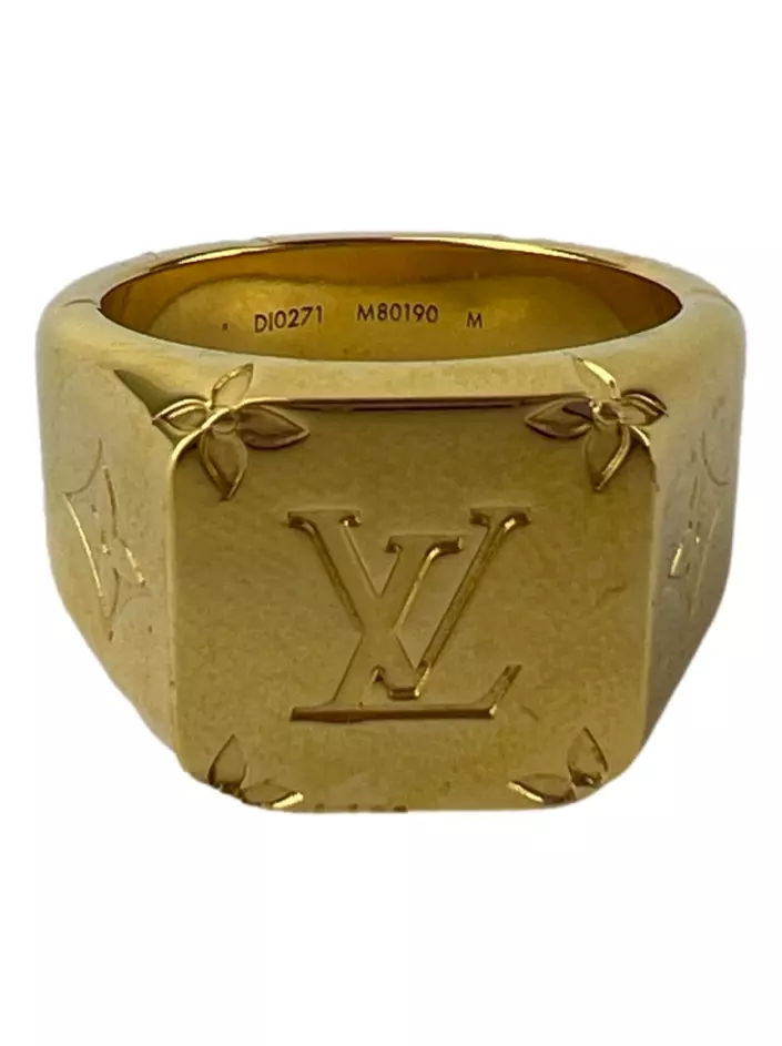 Anel Louis Vuitton Monogram Signet S00 Dourado Original - ACAJ1