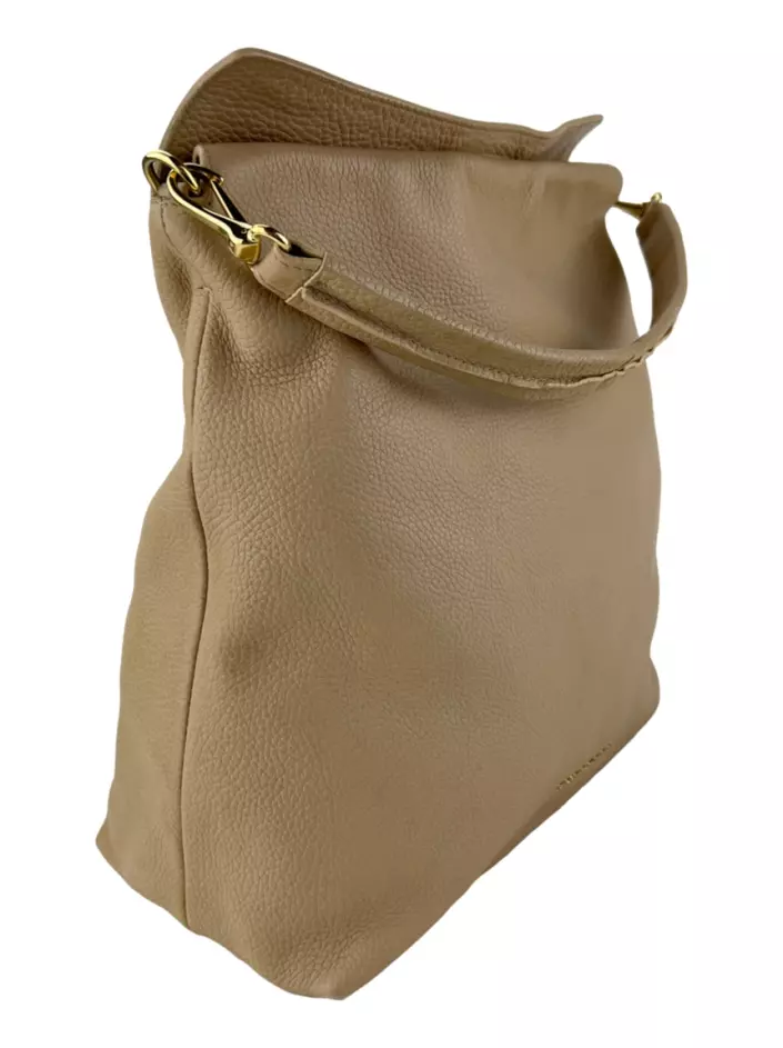 Bolsa com Alça Burberry Cale Hobo Couro Bege Original - BINK1 | Etiqueta  Única