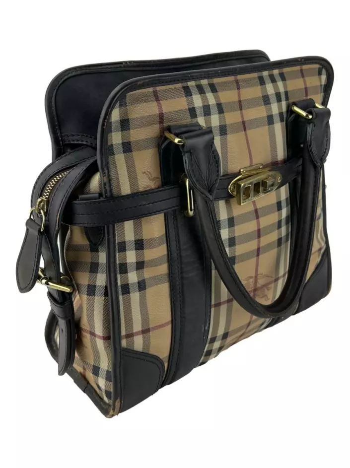 Burberry Haymarket Check Minford Portrait Tote-Chocolate