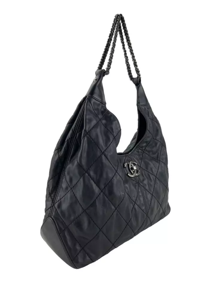 Chanel Blue Quilted Leather Coco Supple Hobo Chanel