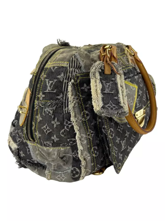 Louis Vuitton Denim Patchwork Bowly Black Shoulder Bag