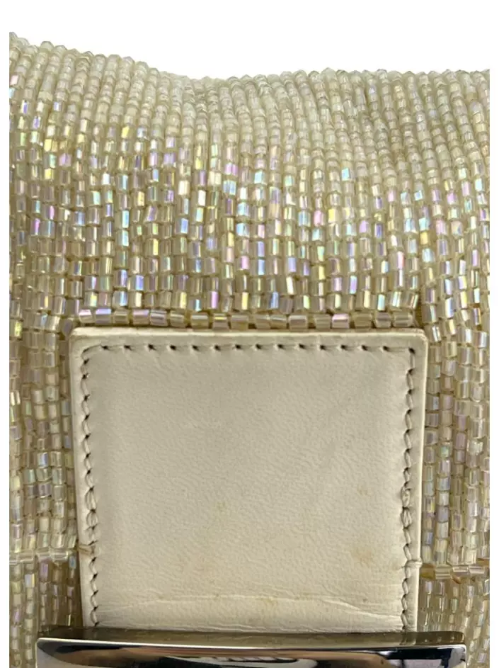 【メール便送料無料対応可】 Bolsa Tiracolo Fendi Baguette Cristais Off White Vintage ショルダーバッグ