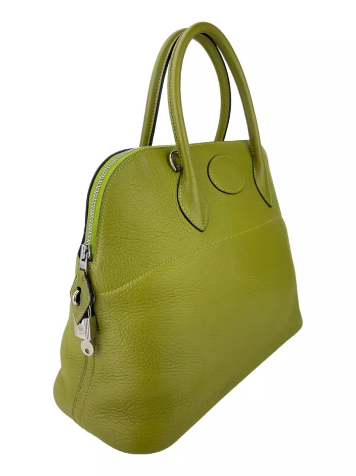 Hermes Clemence Leather 35 CM Birkin bag Vert Chartreuse with