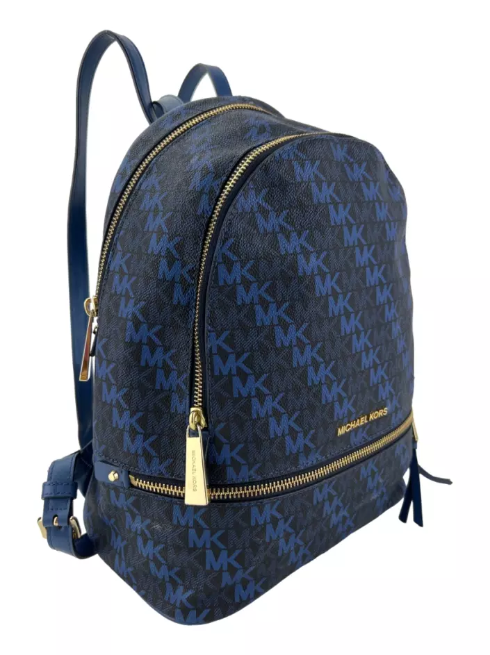 Mochila Michael Kors Rhea Monograma Azul Original - ADFE5 | Etiqueta Única