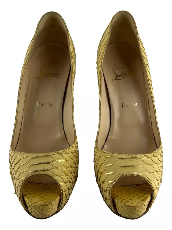 Scarpin Christian Louboutin Altadama Peep Toe Dourado Original