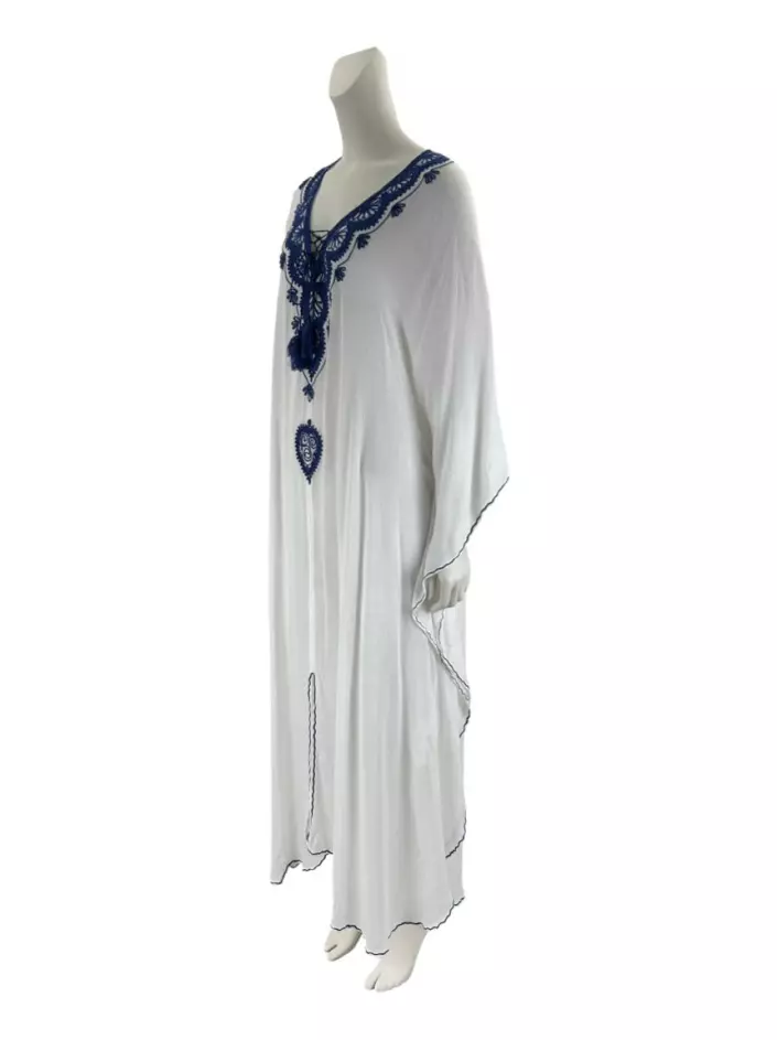 Blue and white embroidered cover-up