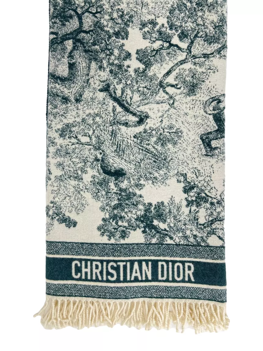 マデ　Christian Dior Toile de Jouy Manta Christian Dior Toile de Jouy Throw Verde - CBY885 Original