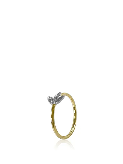 Anel H.Stern Folha Ouro Amarelo e Ouro Branco com Diamantes