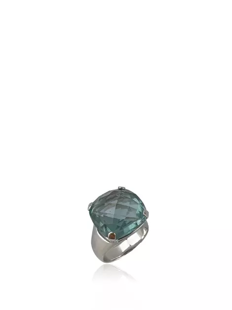 Anel Swarovski Cristal Prateado