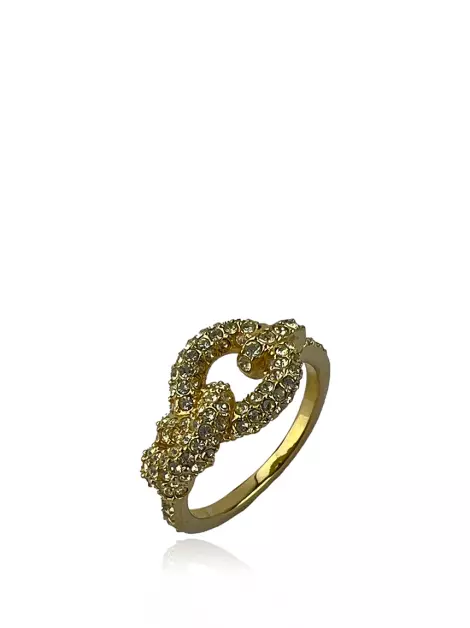Anel Swarovski Nó Dourado