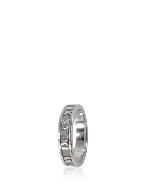 Anel Tiffany & Co. Atlas Ouro Branco com Diamantes