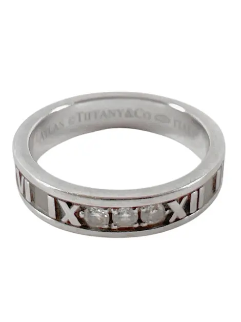 Anel Tiffany & Co. Atlas Ouro Branco com Diamantes