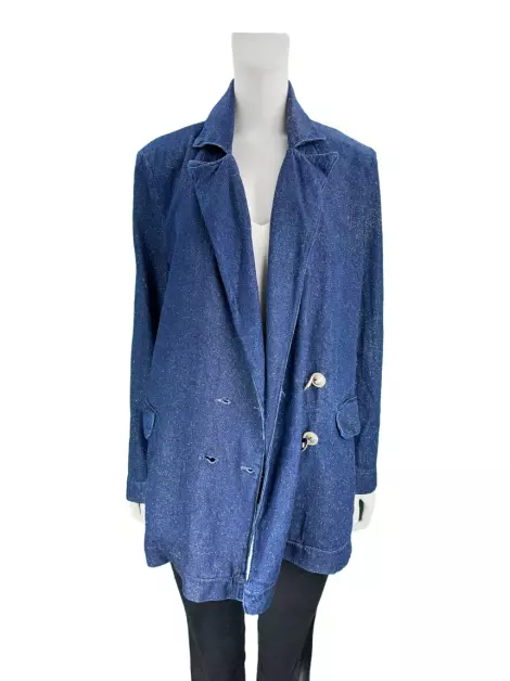 Blazer Dimy Jeans Glitter Azul