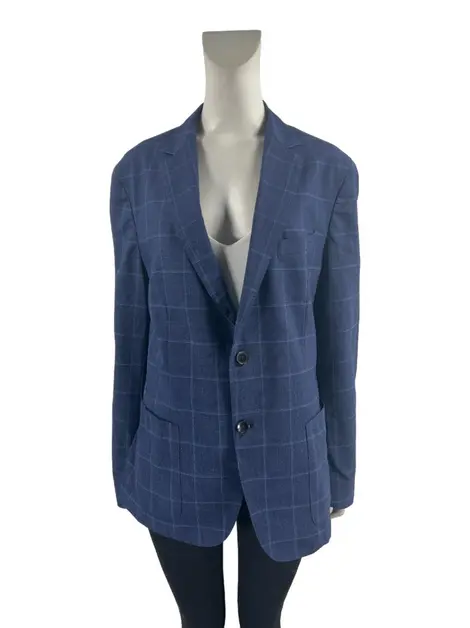 Blazer Hugo Boss Lã Xadrez Azul