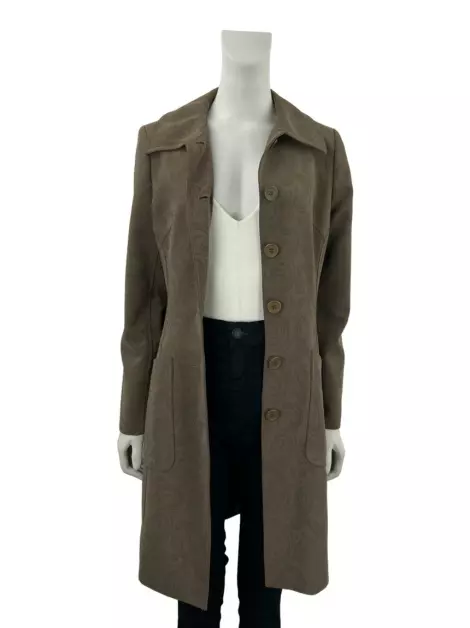 Blazer Mary Zaide Alongado Texturizado Marrom