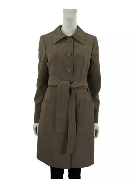 Blazer Mary Zaide Alongado Texturizado Marrom
