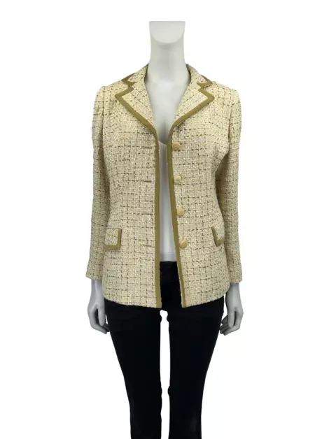 Blazer Oscar de la Renta Petite Tricot Bege