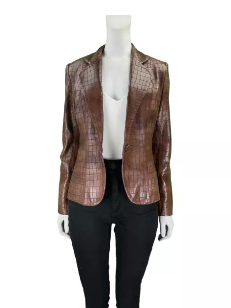 Blazer Patricia Viera Couro Marrom