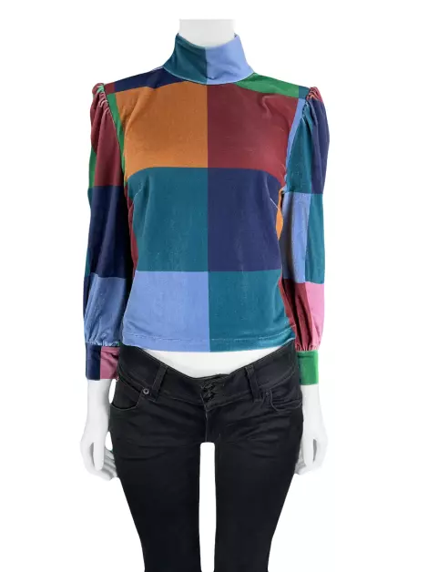 Blusa Allmost Vintage Veludo Multicolor