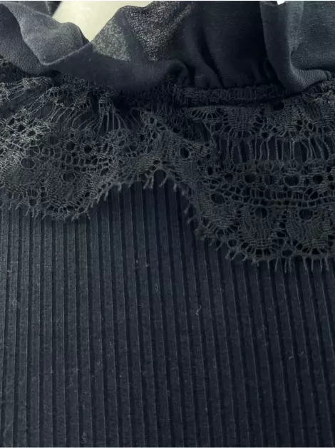 Blusa Andrea Bogosian Canelado Preto