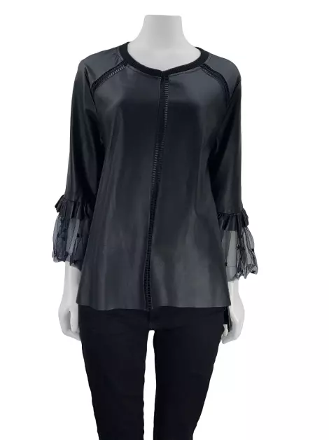 Blusa Andrea Bogosian Couro Preto