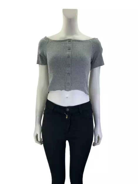 Blusa Andrea Bogosian Cropped Cinza