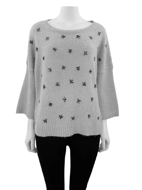 Blusa Ann Taylor Tricot Cinza