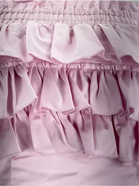 Blusa Anne Fernandes Cropped Babados Rosa