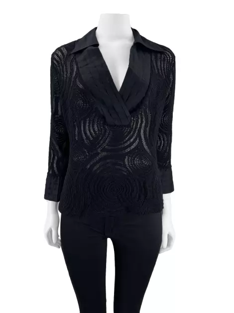 Blusa Anne Fontaine Crochê Preto